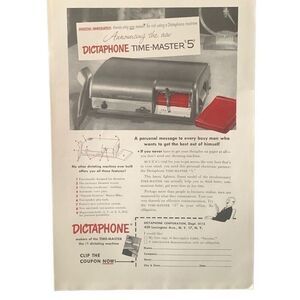 Vintage 1953 Dictaphone Time-Master 5 Ad Advertisement